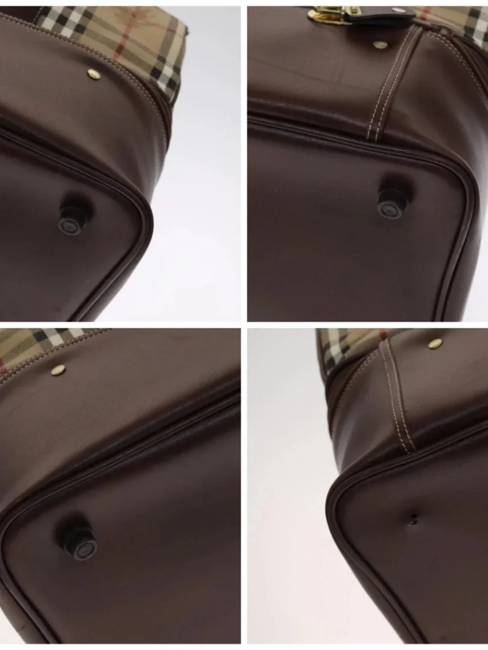 Burberrys Nova Check Boston Bag PVC Leather Beige - Picture 14 of 16